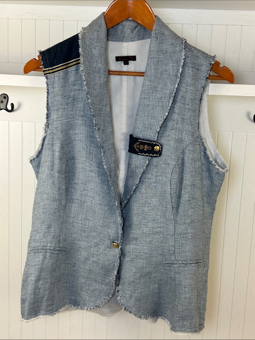 Aventures des Toiles Linen Vest Art to Wear 42